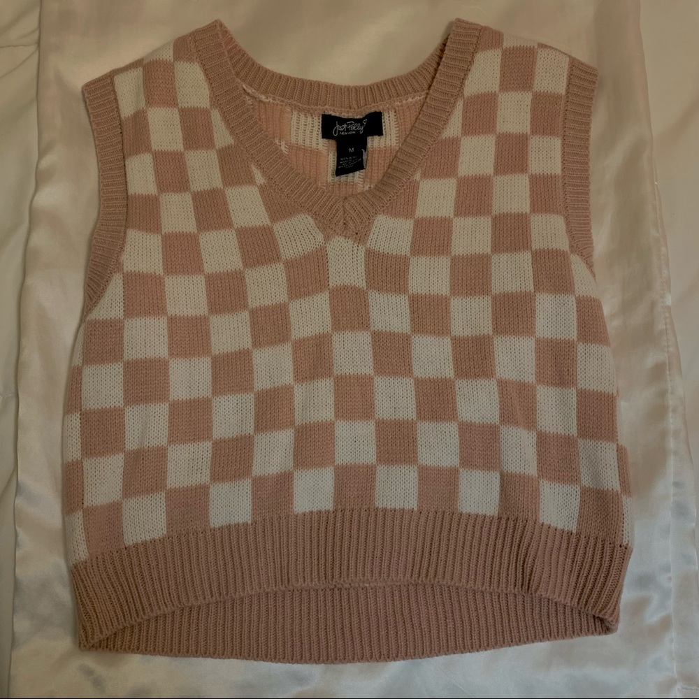 Pink Patterned Sweater Vest